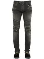 balmain slim-fit biker jeans fashion gray